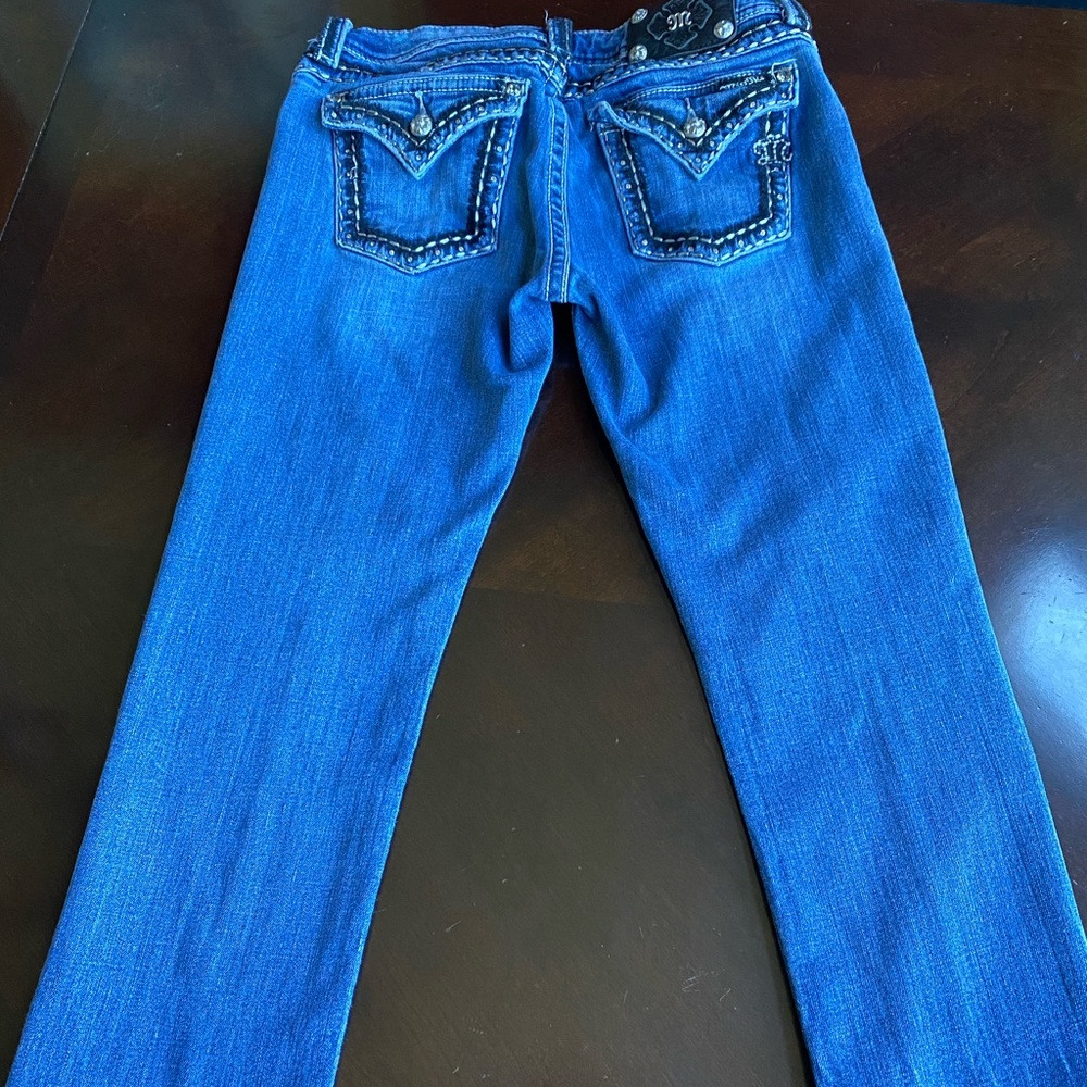 Miss Me boot cut jeans with black stitching
